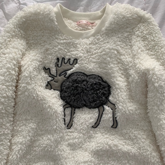 NWOT Fleece / Sherpa Crew Neck Sweater / Sweatshirt Size XS - Picture 2 of 4